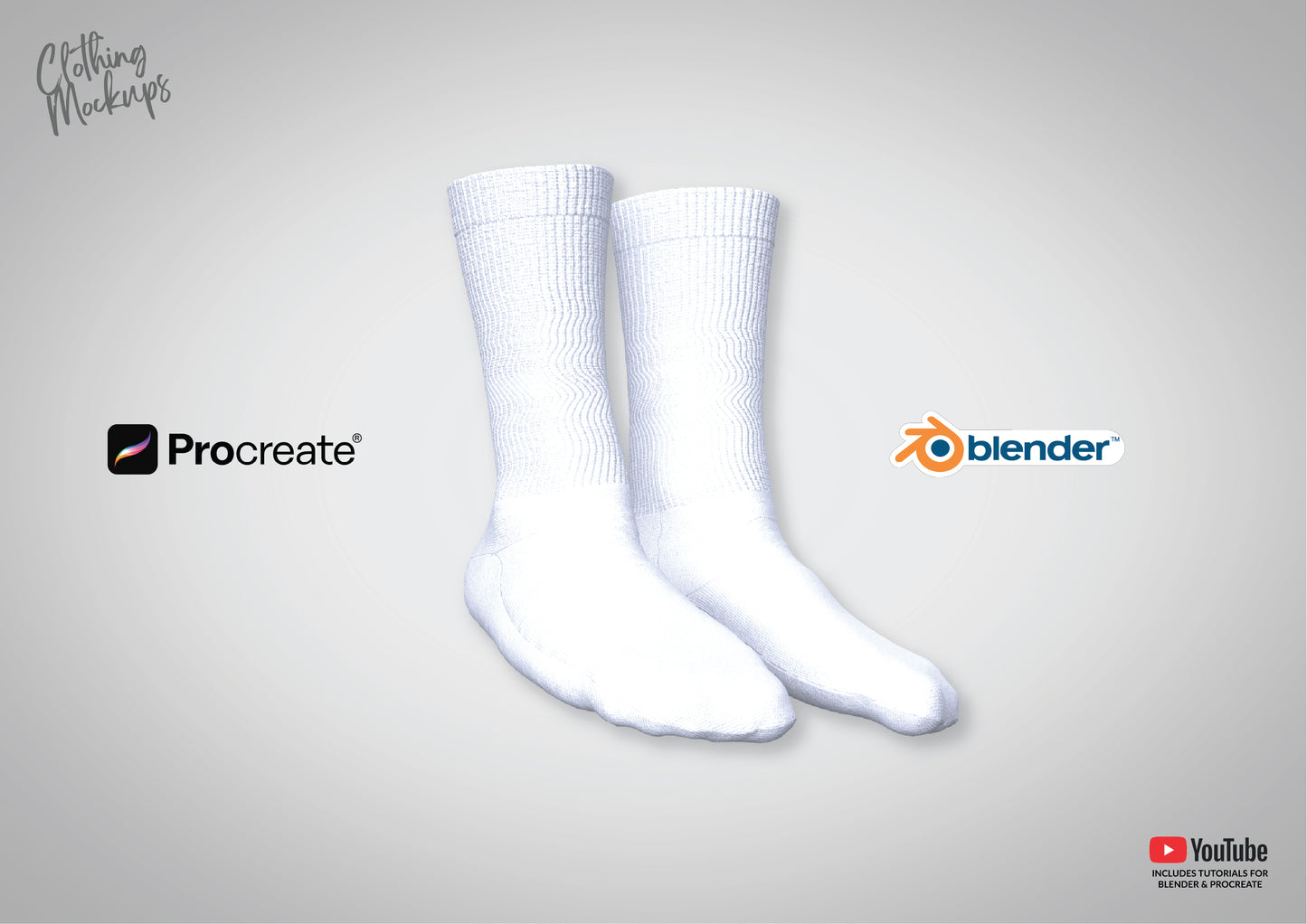 3D Socks mockup Procreate Blender Photoshop cotton tennis socks for men and women unisex add your own design realistic design