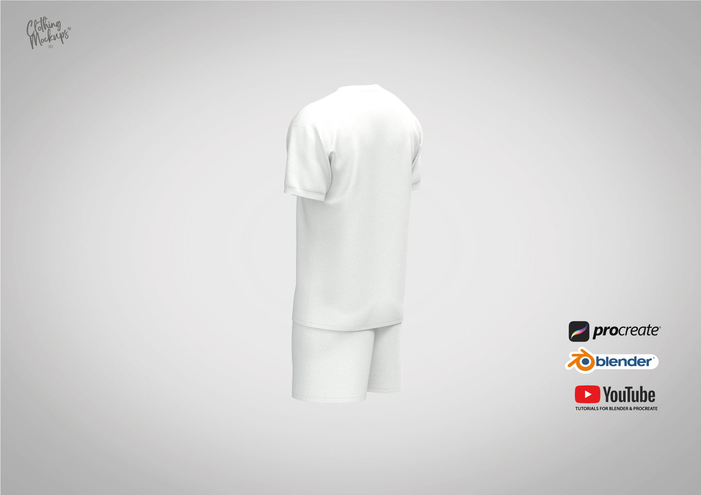 3D Soccer jersey & shorts - Procreate / OBJ / Blender - 3D football kit shorts and t-shirt