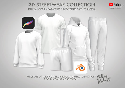 3D STREETWEAR PACK - Procreate, obj & Blender