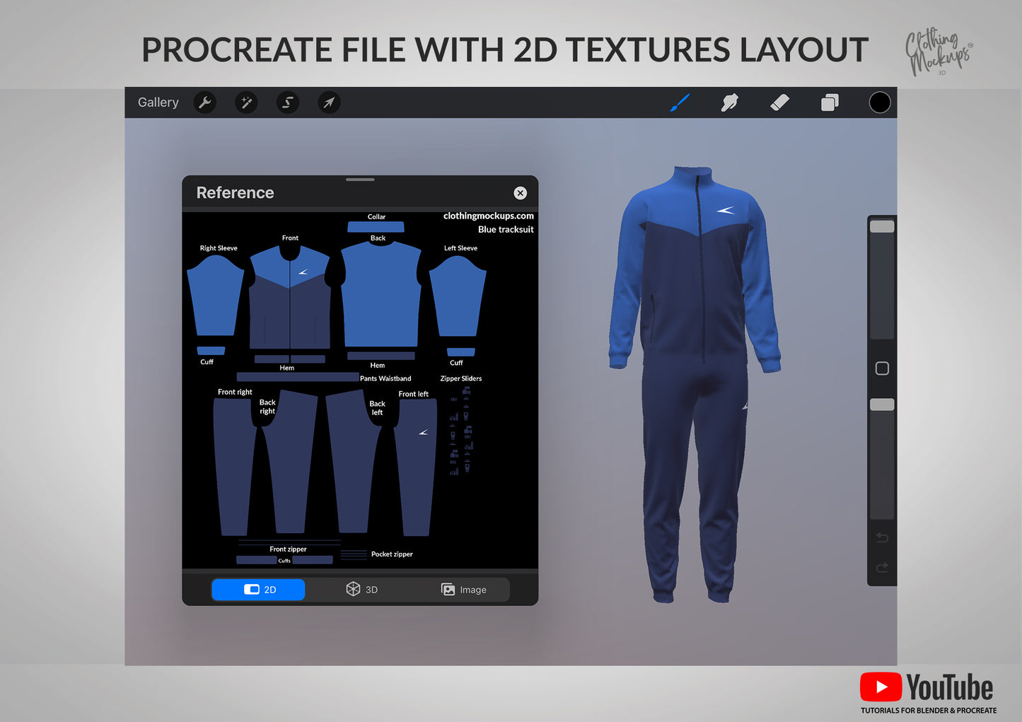 3D Tracksuit - Procreate / obj / Blender / Marvelous Designer / CLO3D