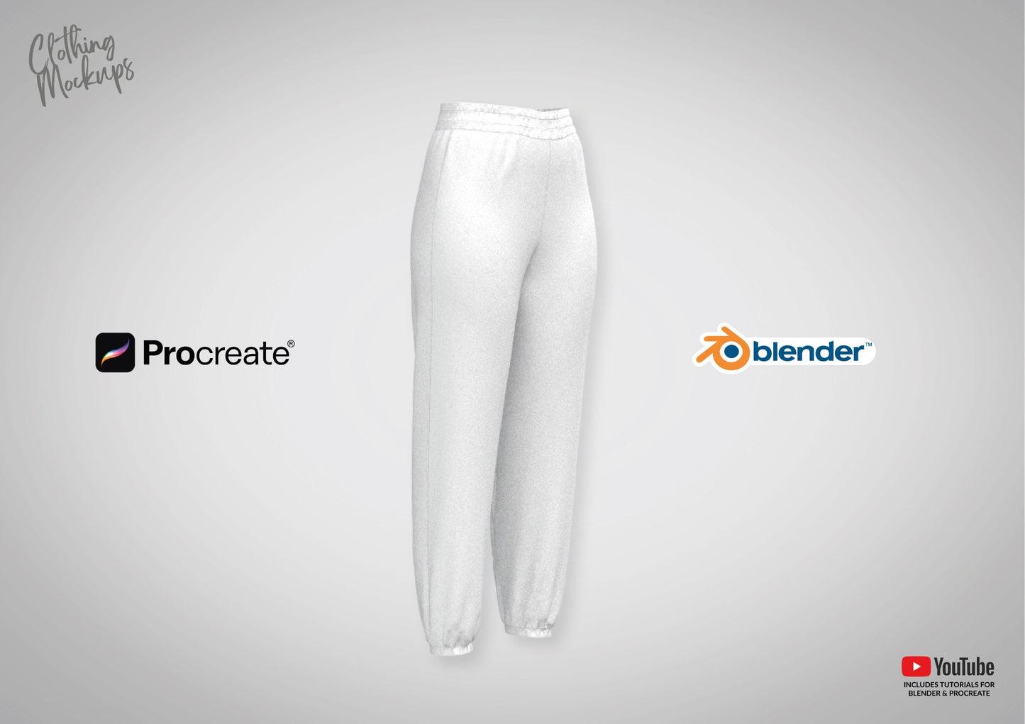 3D Track Pant Joggers Sweatpants Procreate iPad Blender PC Mac animation women's mockup beginner friendly tutorial included