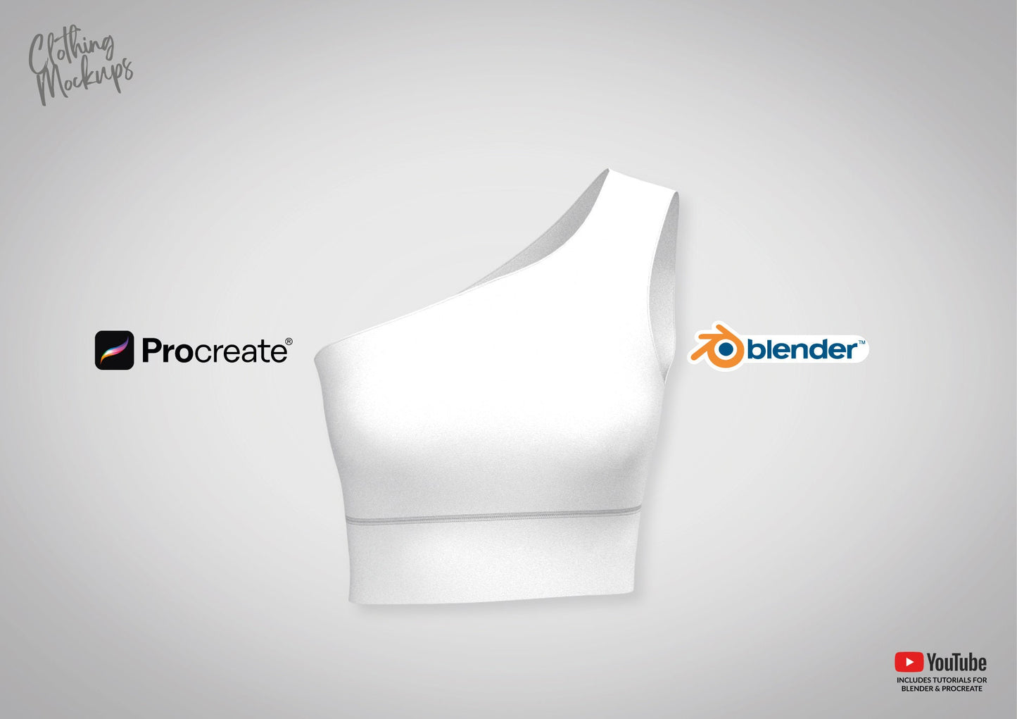 3D Asymmetric Sports Bra Procreate iPad Blender PC Mac animation women's yoga apparel fashion design mockup beginner friendly with tutorial