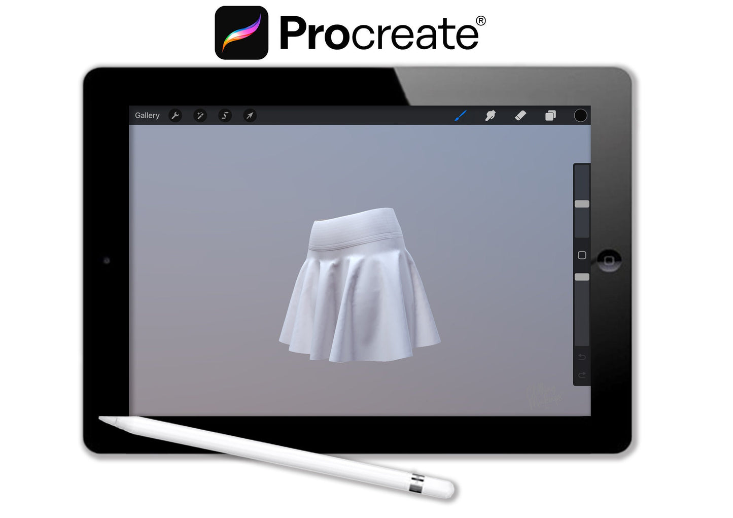 3D Procreate Skirt Fashion Mockup Apparel Design Womenswear Yoga Training Gym Clothing for Art and Graphic Illustration Drawings