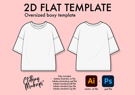Flat Technical Drawing - Oversized Boxy t-shirt template
