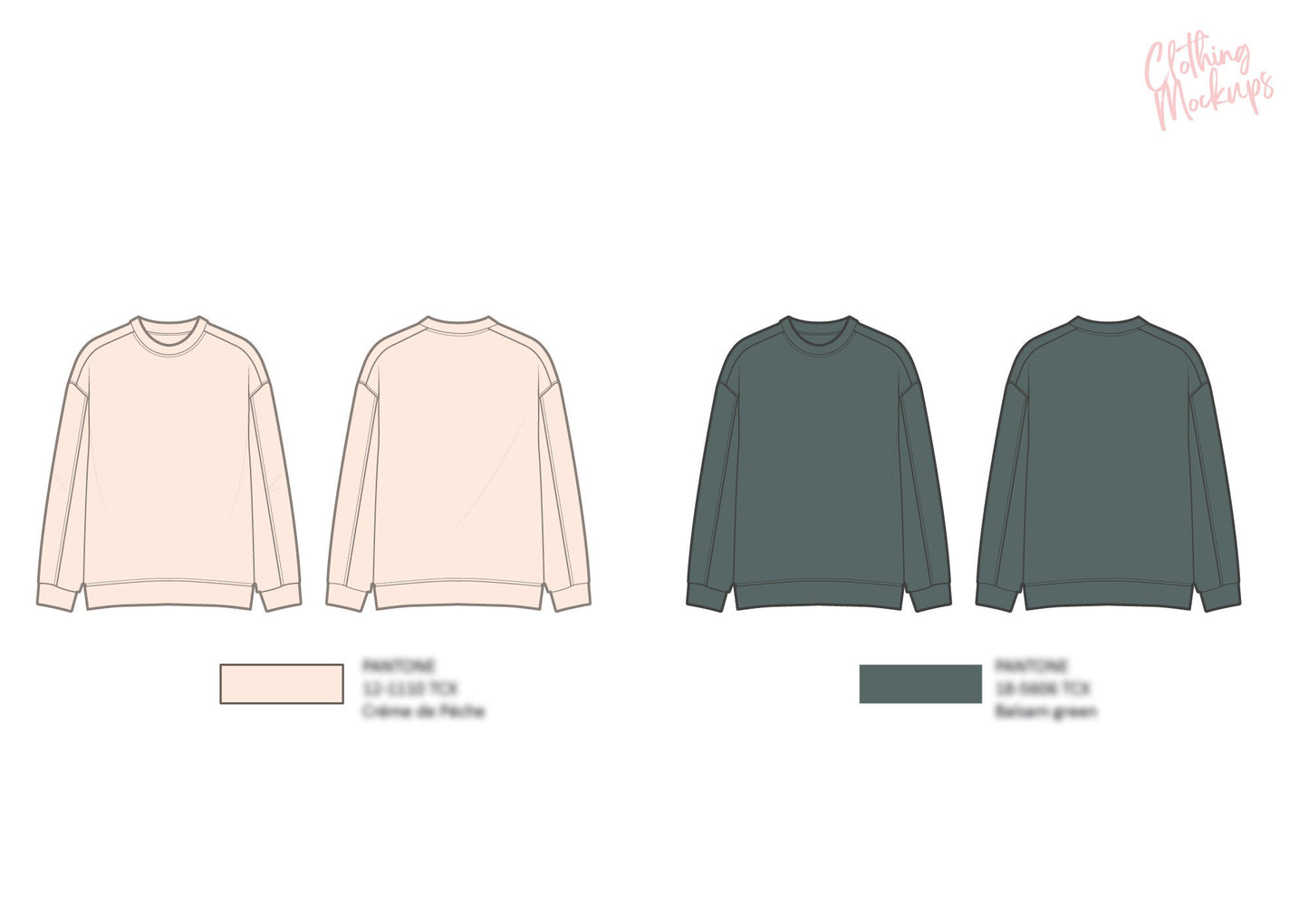 Flat Technical Drawing - Crewneck sweatshirt template - regular fit