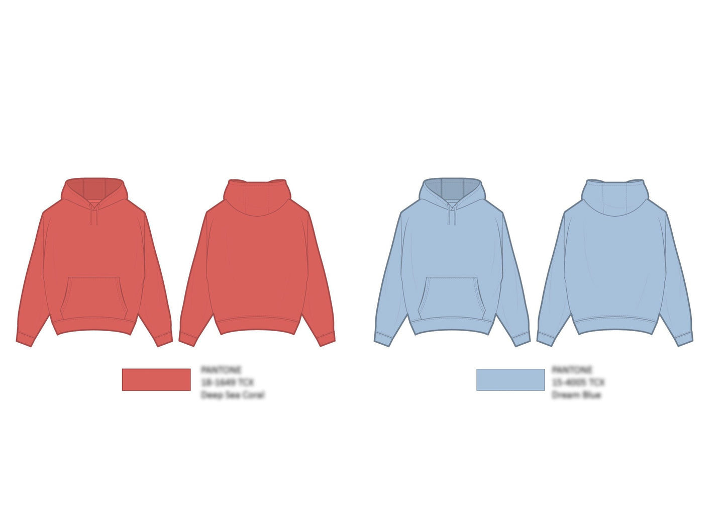 Flat Technical Drawing - Oversized chunky hoodie template - relaxed fit