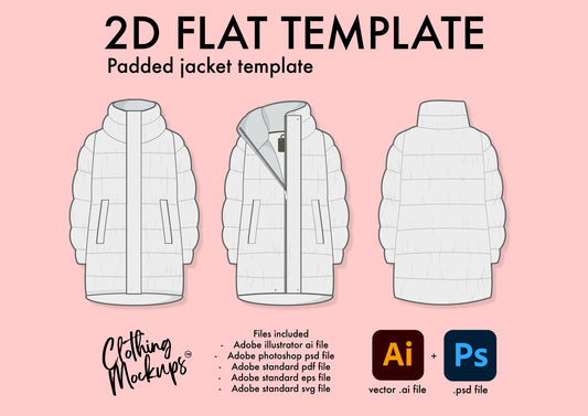 Flat Technical Drawing - Padded jacket template