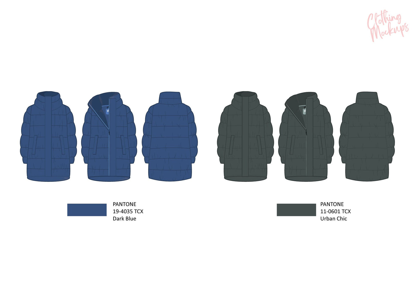Flat Technical Drawing - Padded jacket template