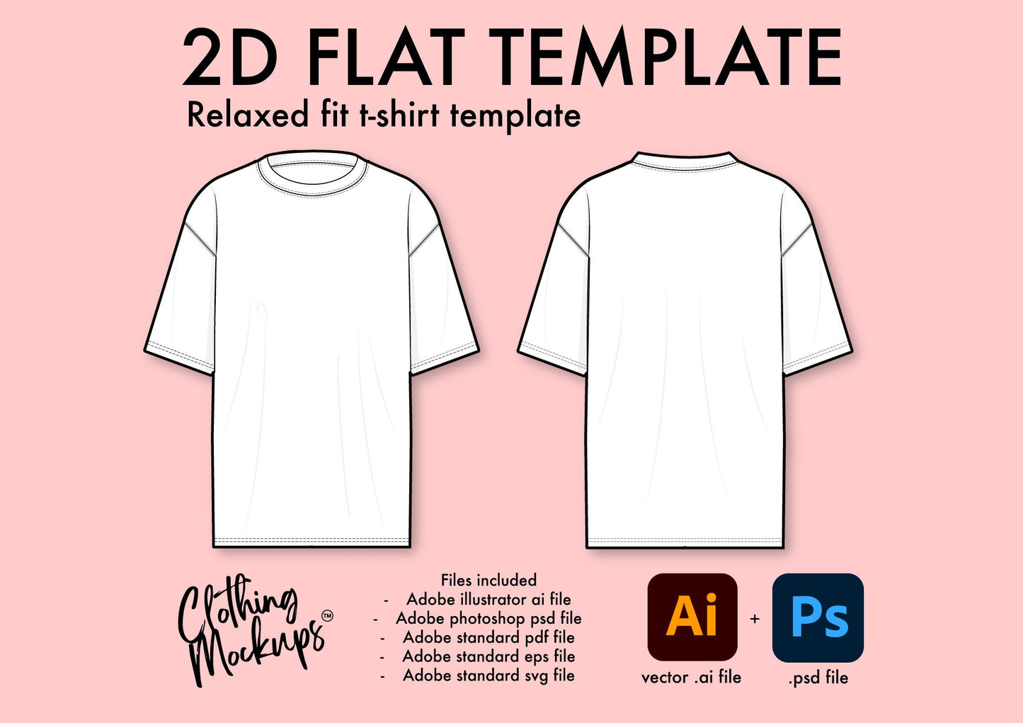 Flat Technical Drawing - Relaxed fit t-shirt template