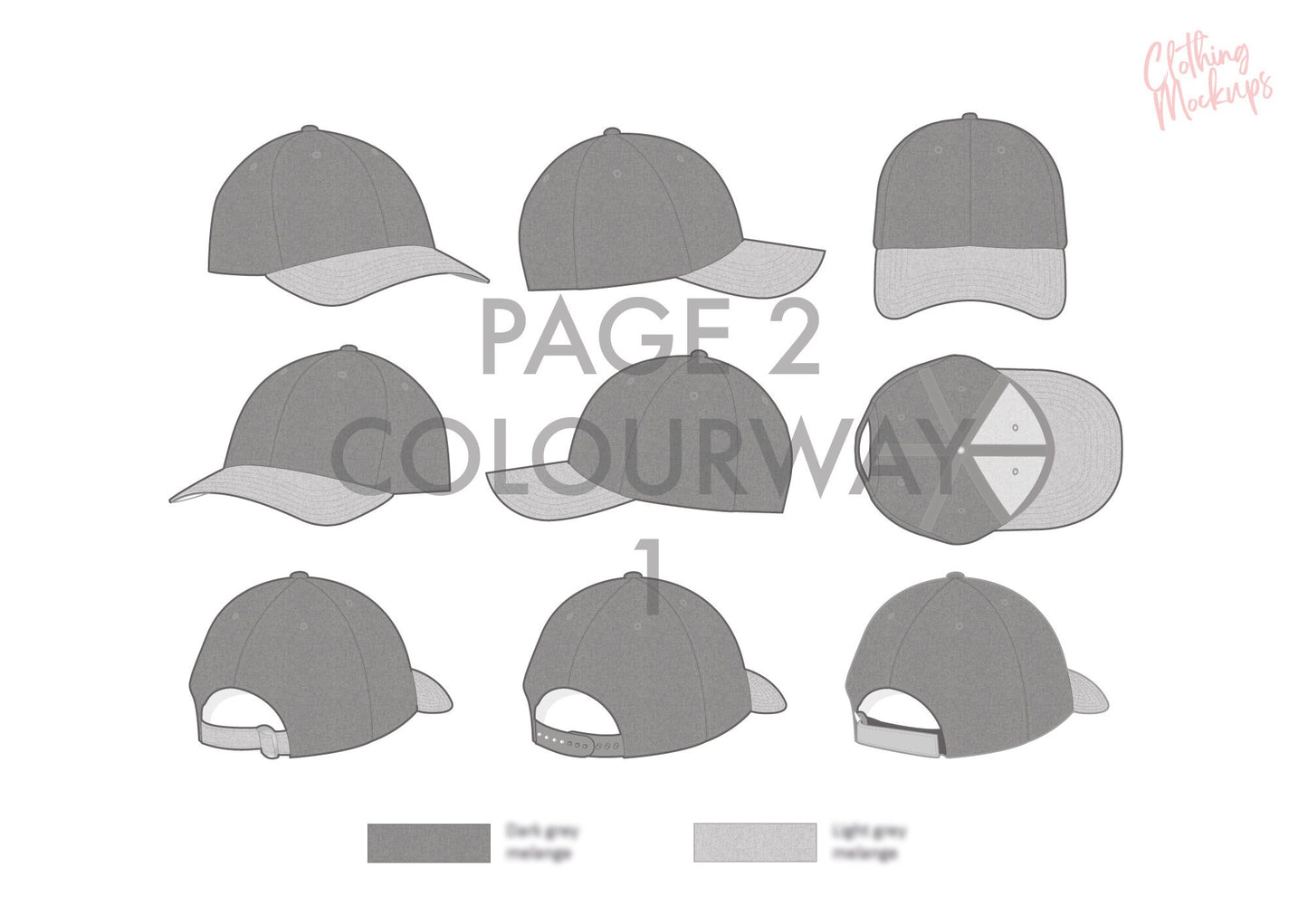Flat Technical Drawing - Baseball cap vector illustration
