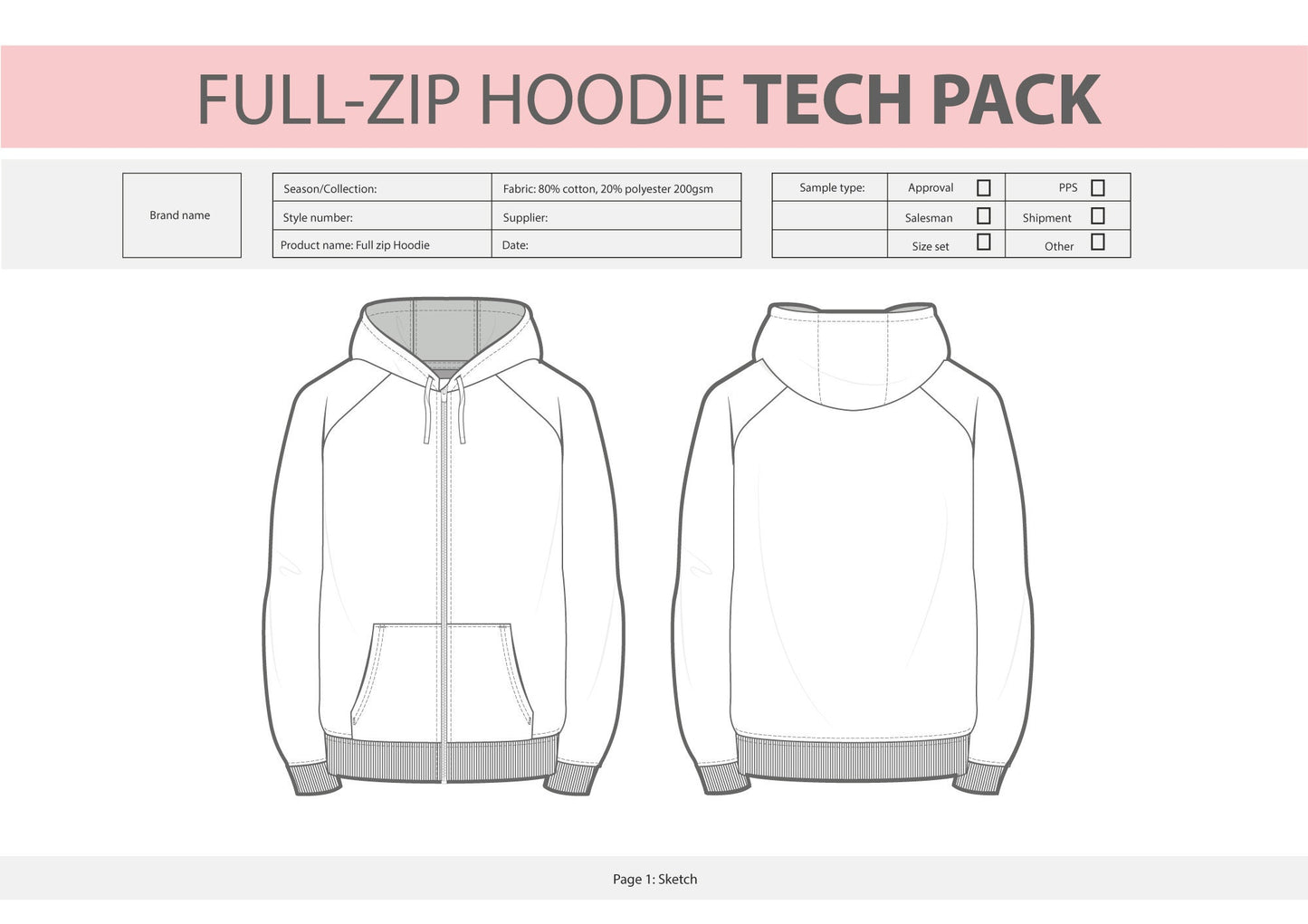 Full zip Hoodie TECH PACK