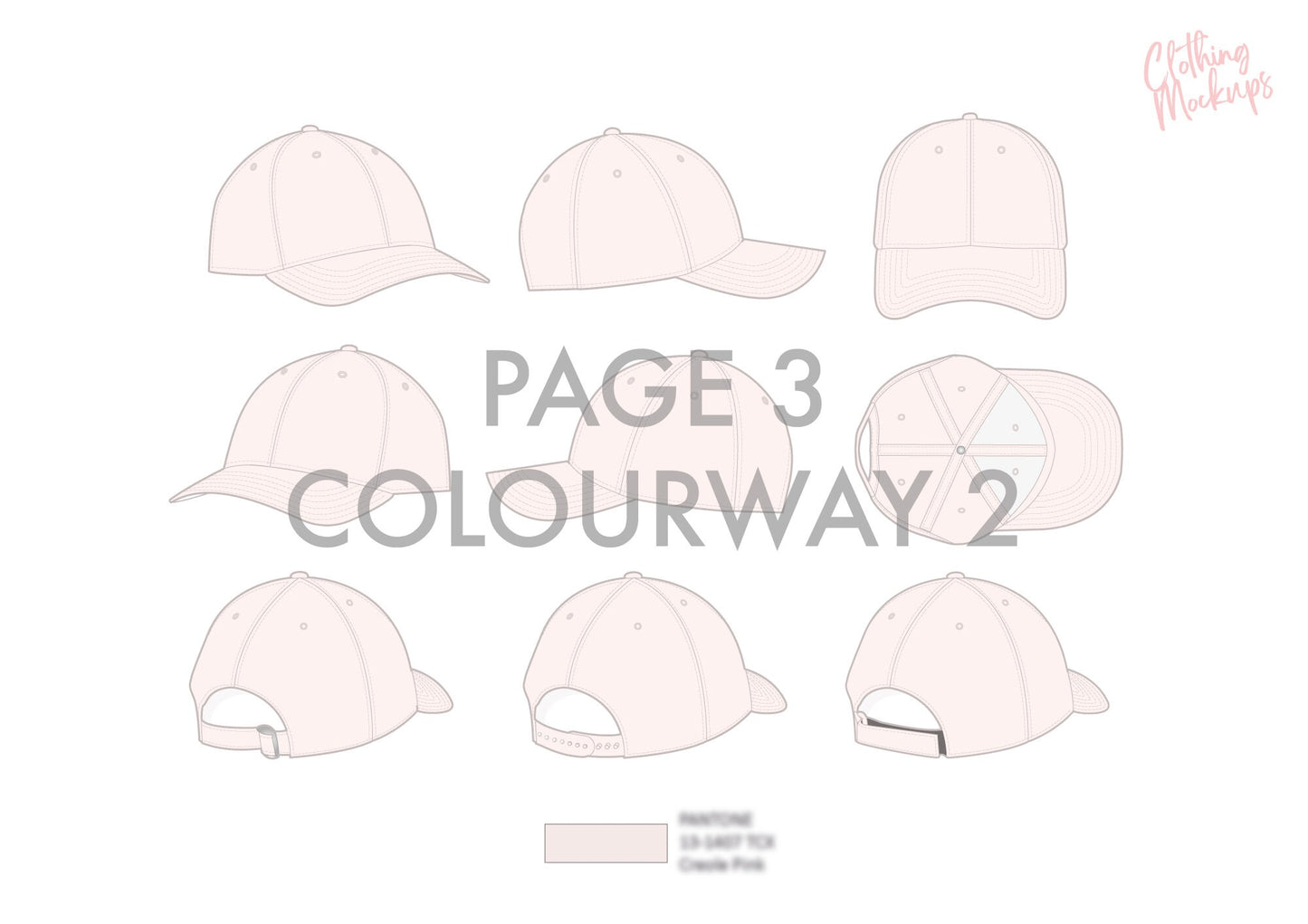 Flat Technical Drawing - Baseball cap vector illustration