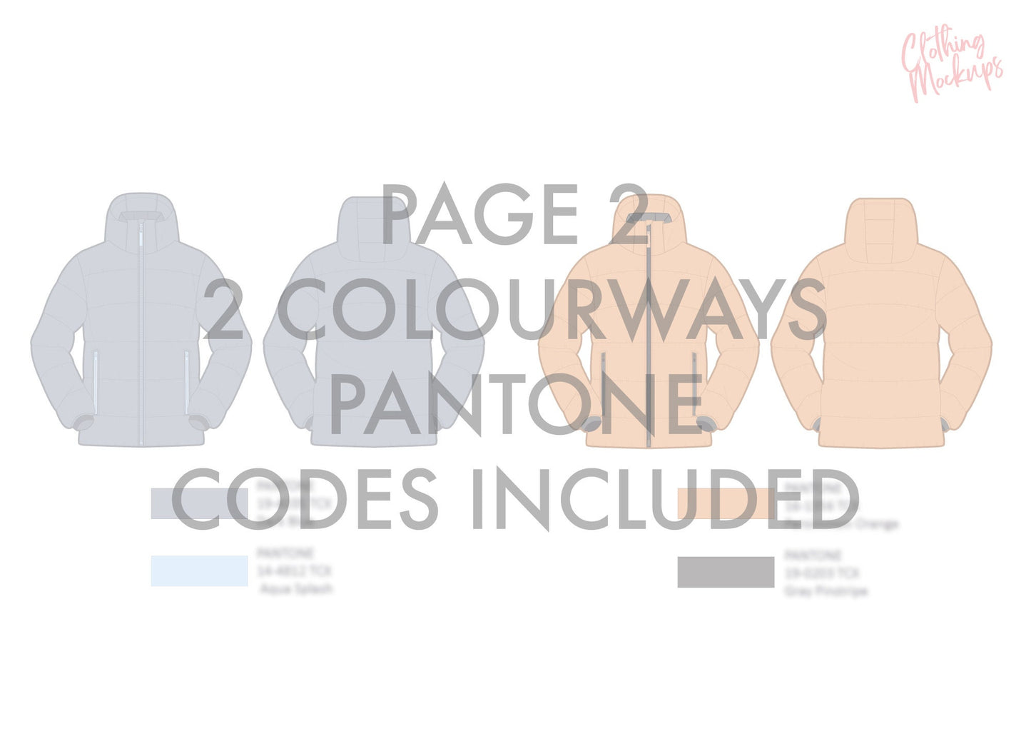 Flat Technical Drawing - Jacket template - puffer, padded, primaloft, down jacket