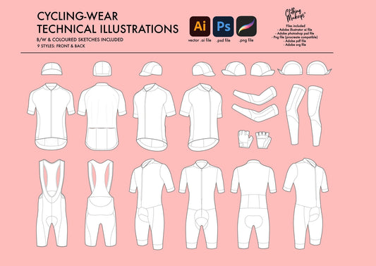 Cycling apparel - technical illustrations