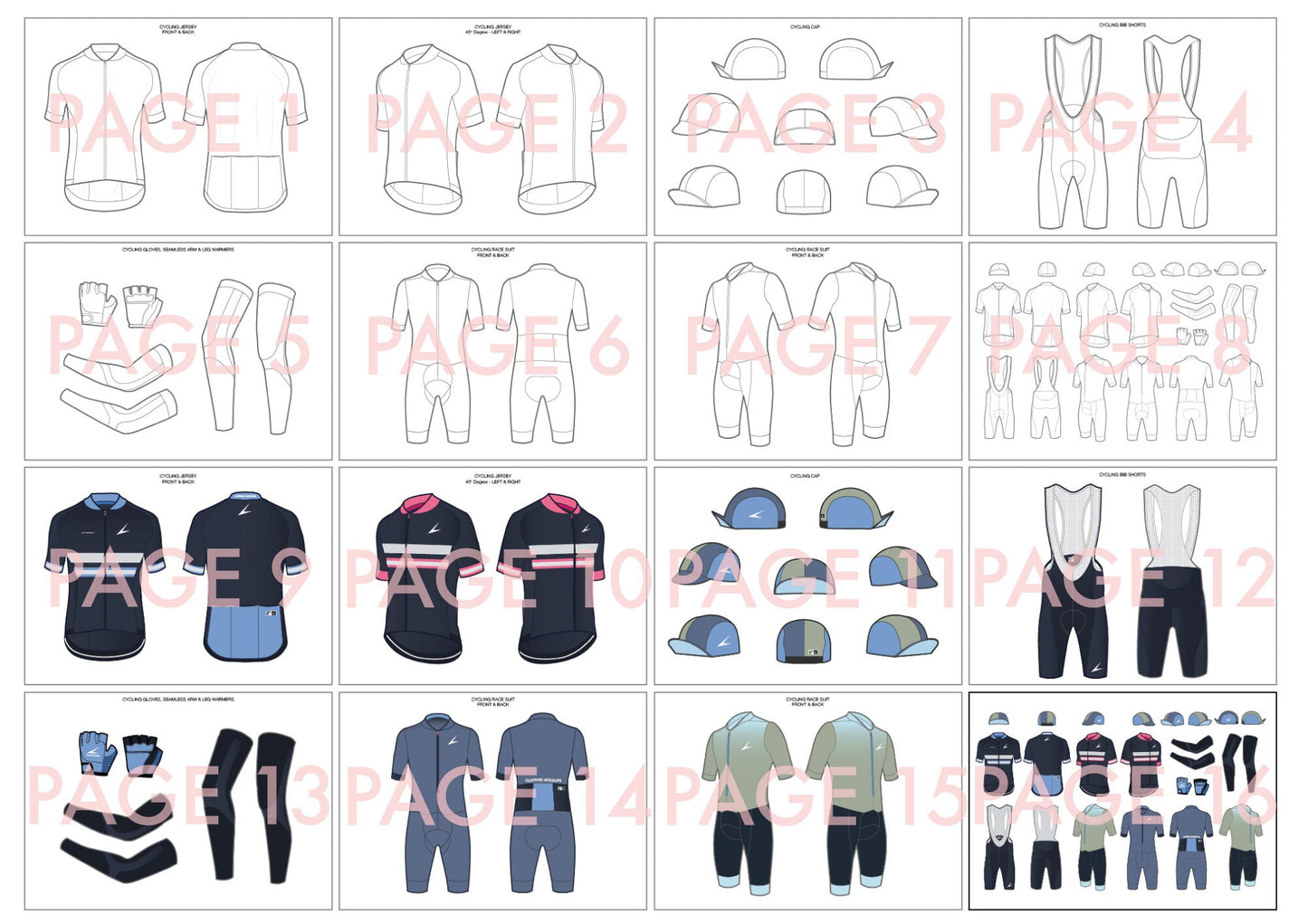 Cycling apparel - technical illustrations