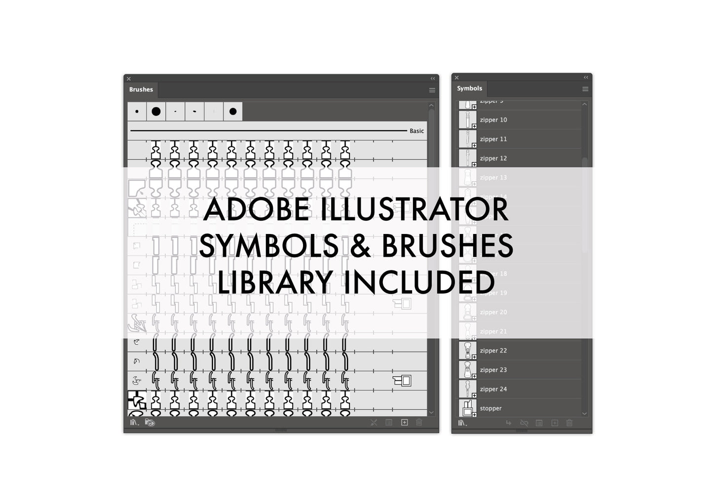 Vector Zipper Library - fashion design illustrations