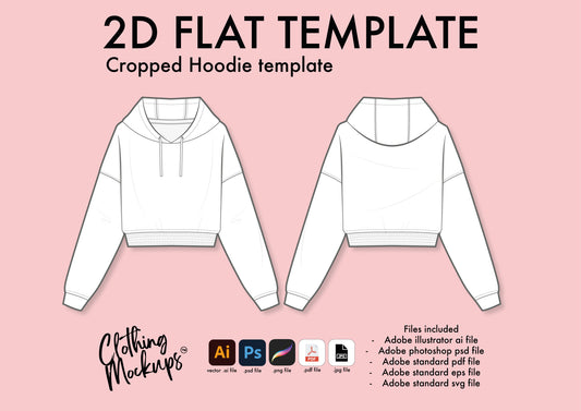 Flat Technical Drawing - Cropped Hoodie Template