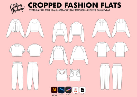 Cropped Fashion Flats - ai, psd, png, pdf, jpg, svg, esp