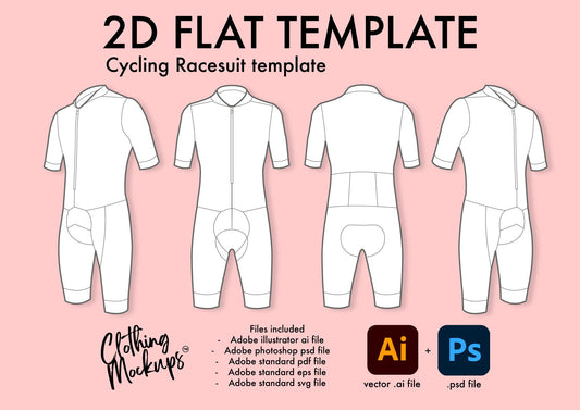 Flat Technical Drawing - Cycling Racesuit template