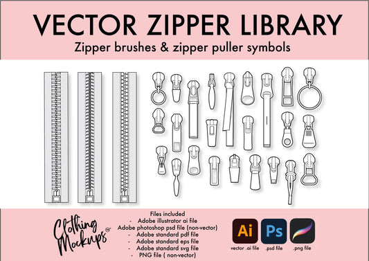Vector Zipper Library - fashion design illustrations