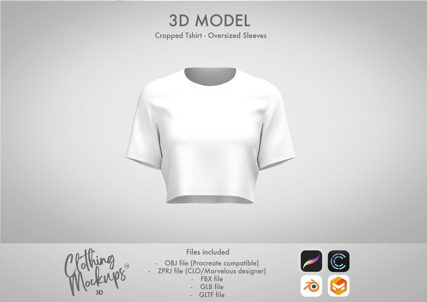 3D Model Cropped T-shirt