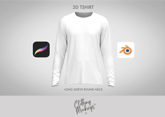 3D Long Sleeve T-shirt - PROCREATE OBJ