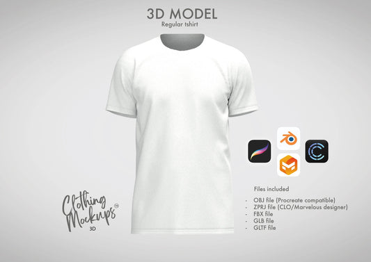 3D T-shirt Procreate .obj .fbx  Marvelous Designer CLO3D