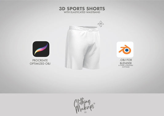 3D Sports Shorts - PROCREATE OBJ