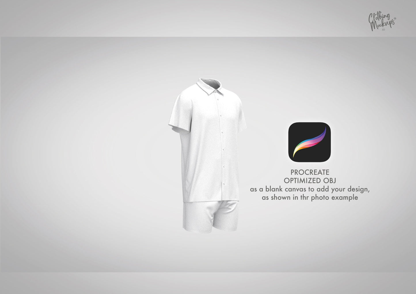 3D Shirt & Shorts Set - Procreate / OBJ / Blender / CLO3D / Marvelous Designer / ZPRJ / GLB