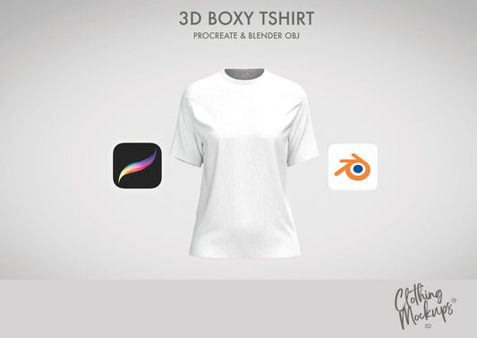3D Boxy T-shirt - Oversized fit - Procreate, OBJ & Blender