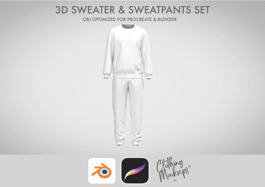 Procreate 3D Clothing Sweater Joggers Set Blender 3D OBJ