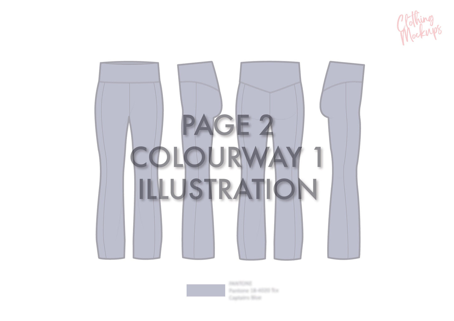 Flat Technical Drawing - Flared legging template - Vector & Pixel
