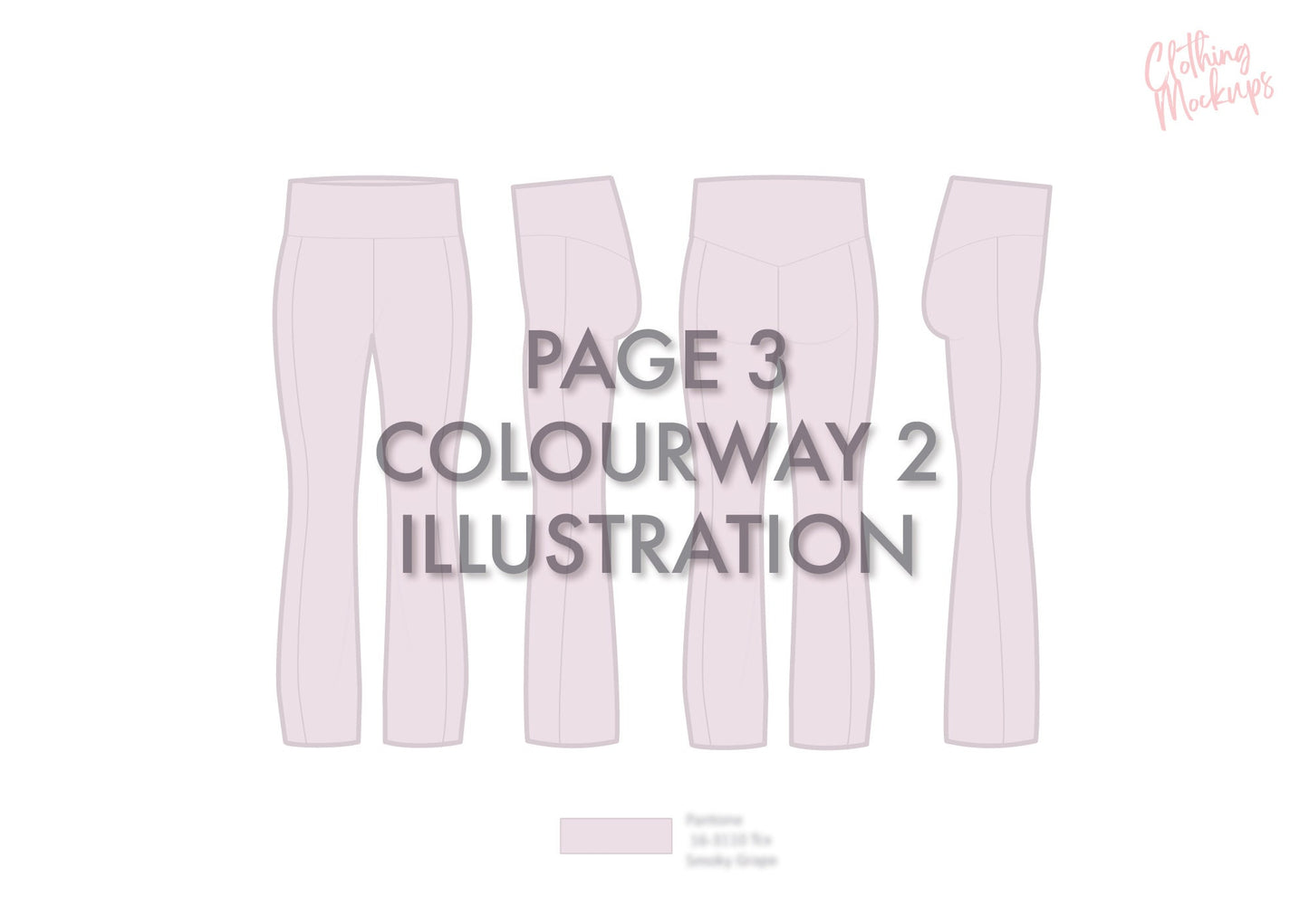 Flat Technical Drawing - Flared legging template - Vector & Pixel