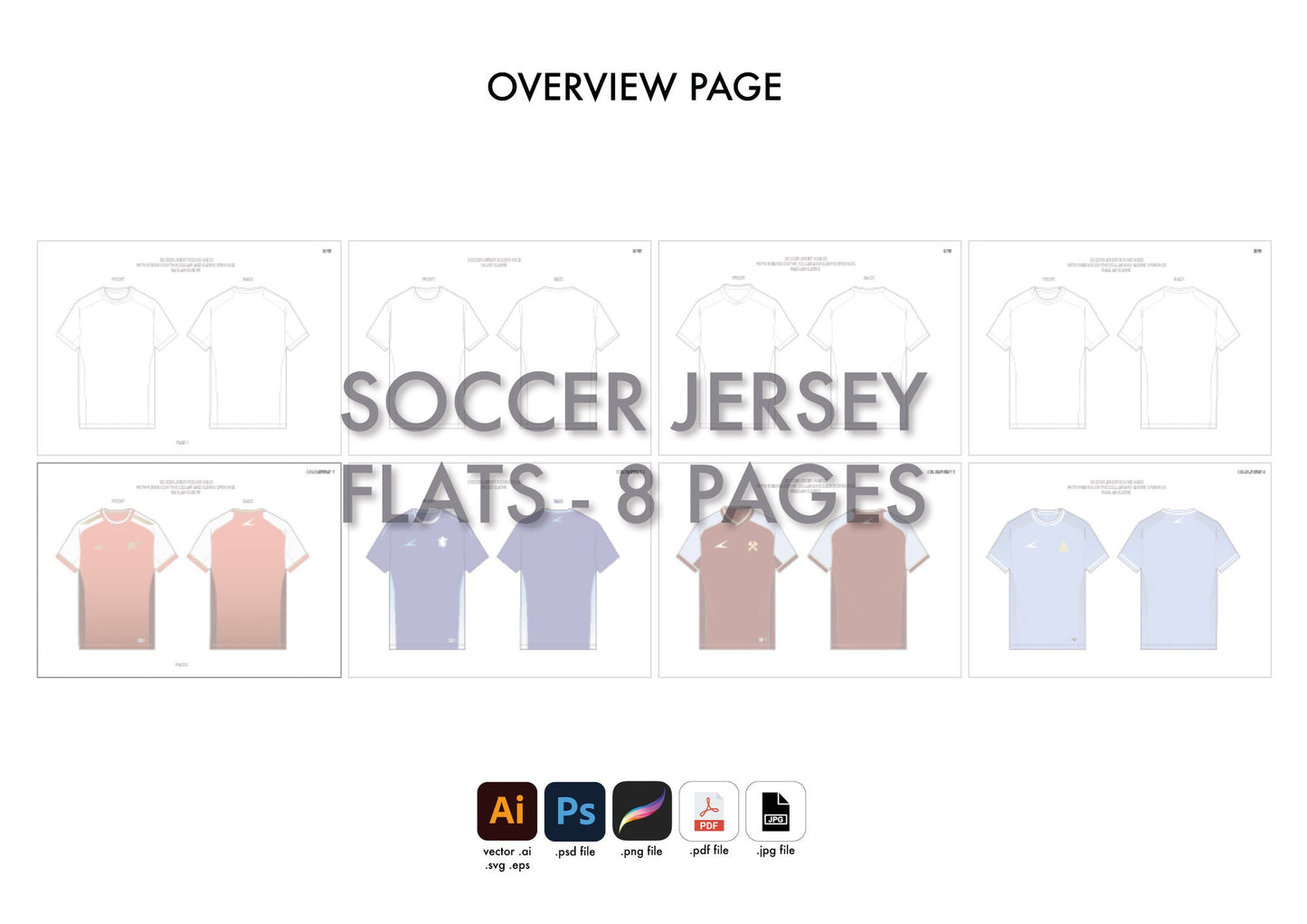 Soccer jersey pack - technical flat illustrations - vector & pixel