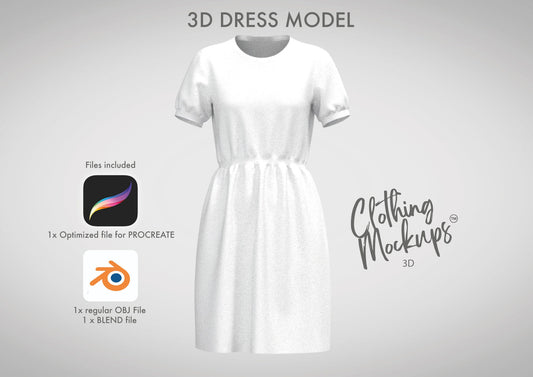 3D Dress - Procreate, obj & Blender