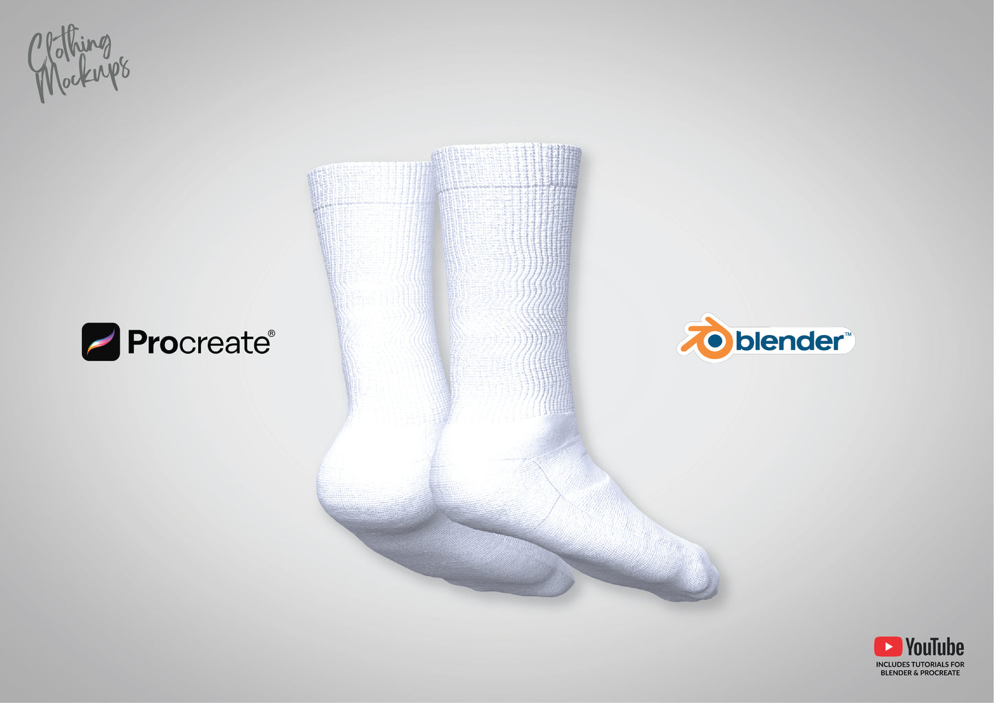 3D Socks mockup Procreate Blender Photoshop cotton tennis socks for men and women unisex add your own design realistic design