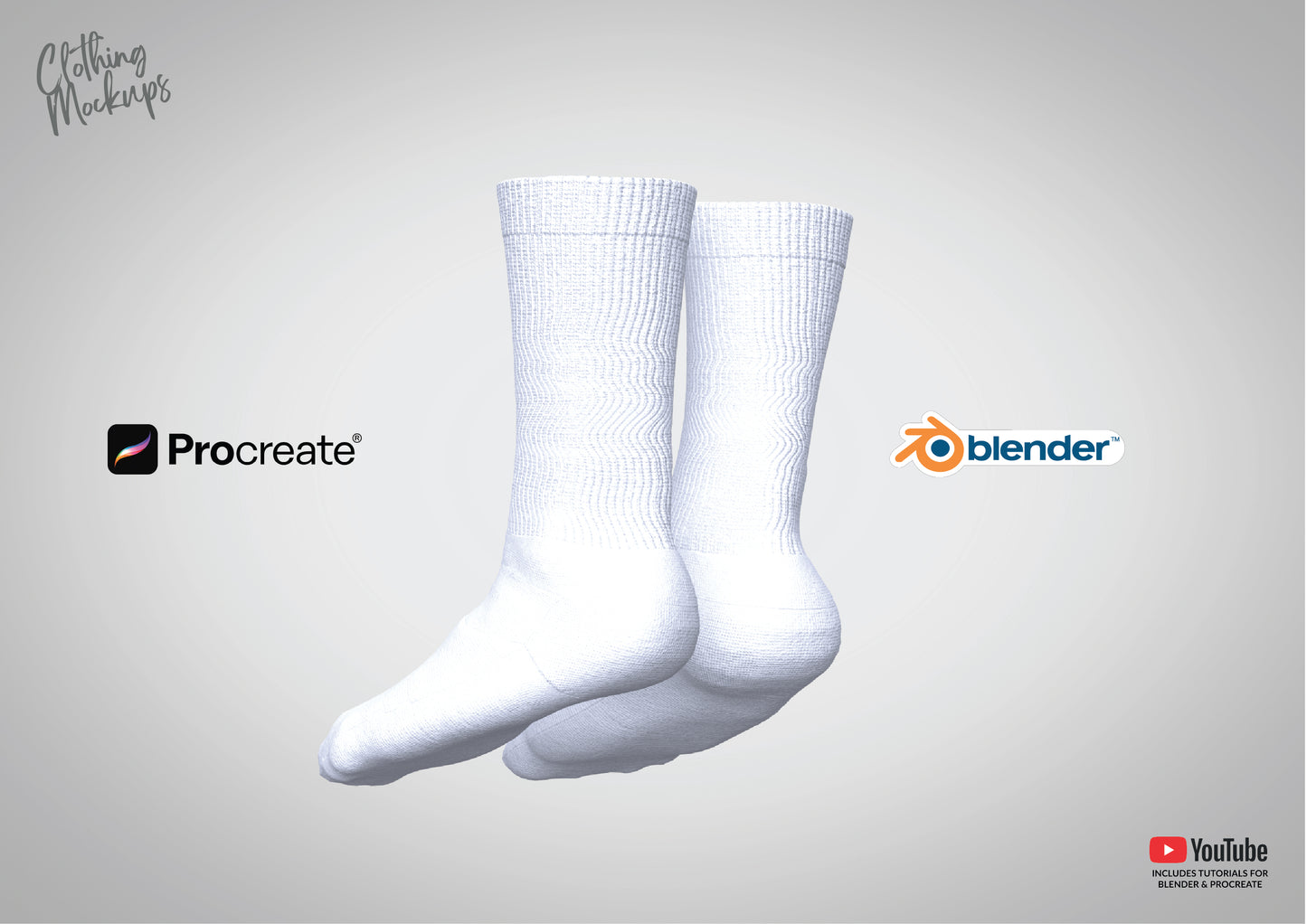 3D Socks mockup Procreate Blender Photoshop cotton tennis socks for men and women unisex add your own design realistic design