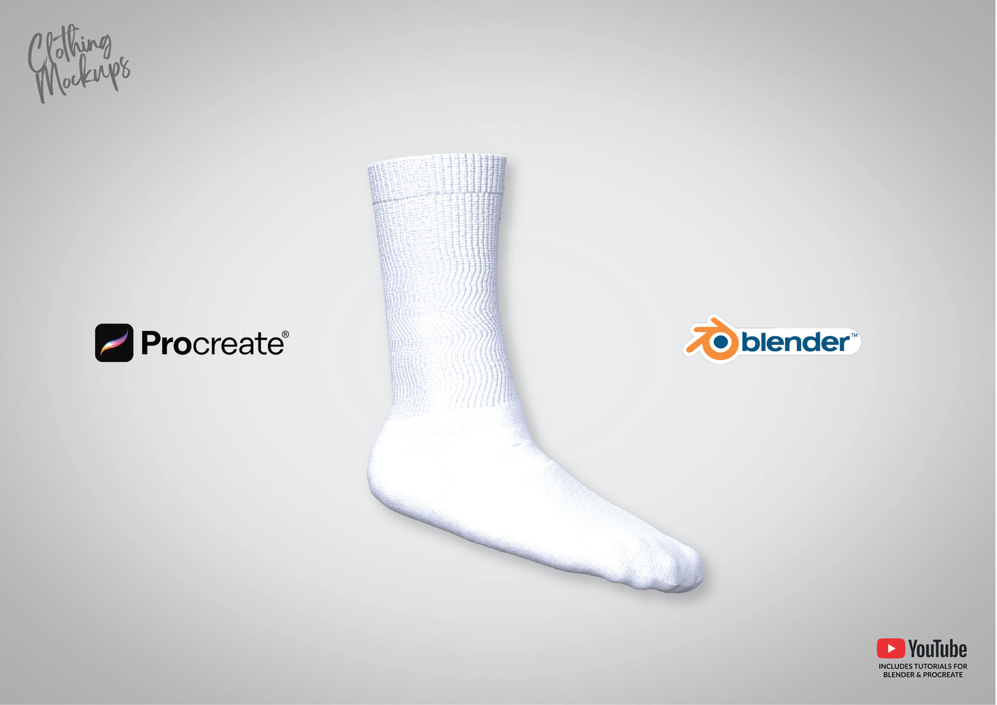 3D Socks mockup Procreate Blender Photoshop cotton tennis socks for men and women unisex add your own design realistic design