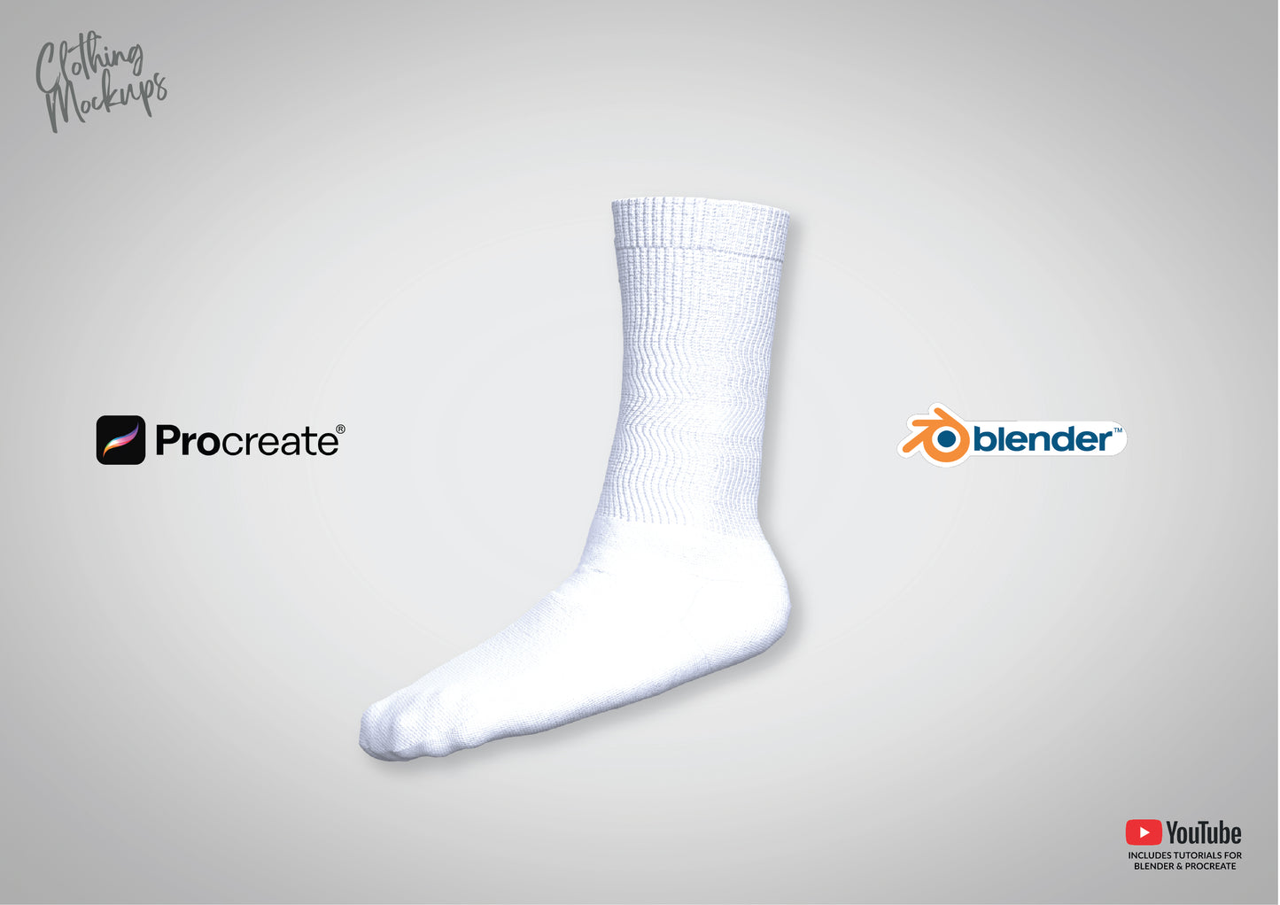 3D Socks mockup Procreate Blender Photoshop cotton tennis socks for men and women unisex add your own design realistic design