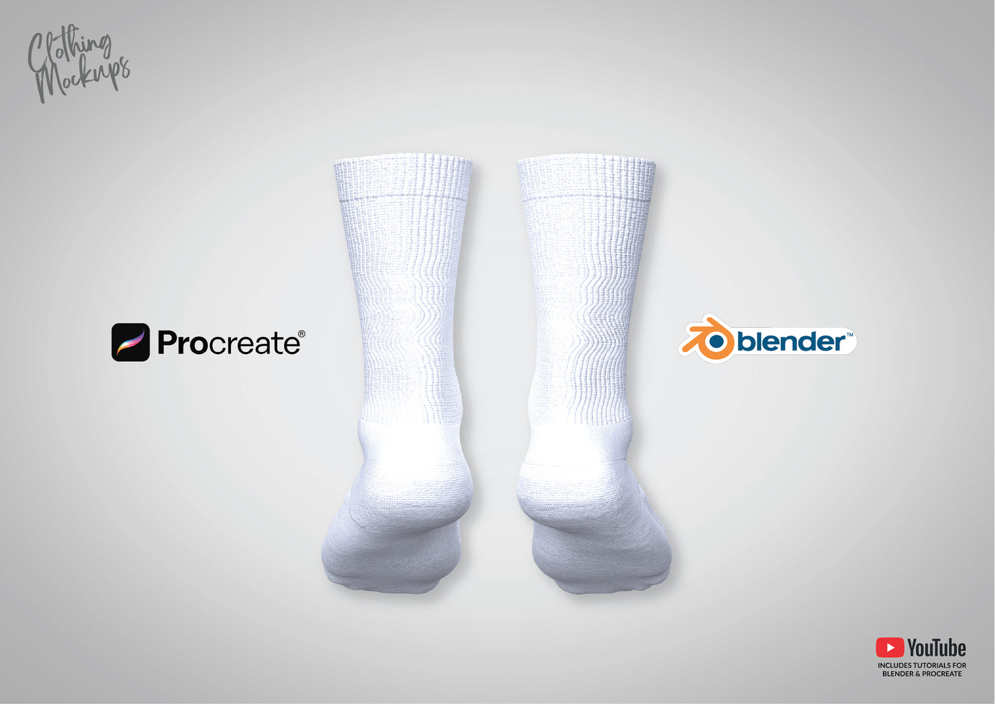 3D Socks mockup Procreate Blender Photoshop cotton tennis socks for men and women unisex add your own design realistic design