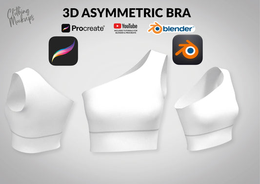 3D Asymmetric Sports Bra Procreate iPad Blender