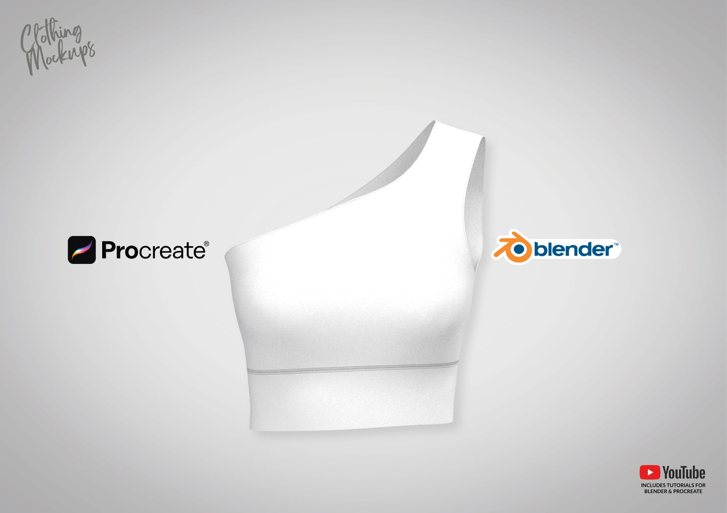 3D Asymmetric Sports Bra Procreate iPad Blender