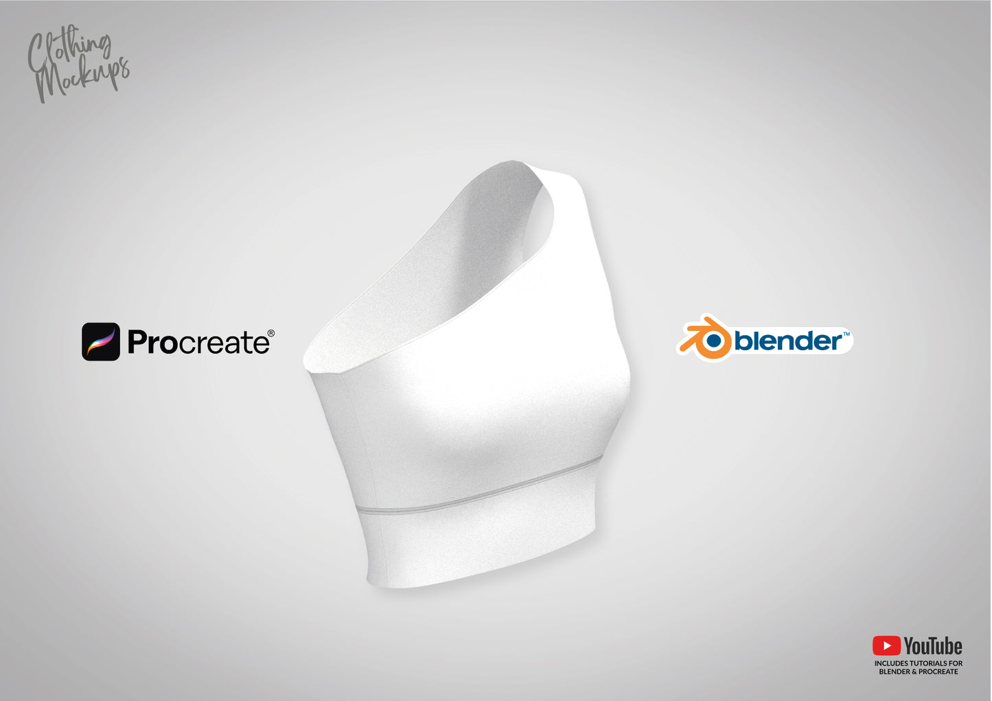 3D Asymmetric Sports Bra Procreate iPad Blender