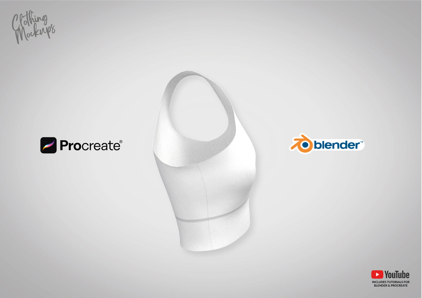3D Asymmetric Sports Bra Procreate iPad Blender