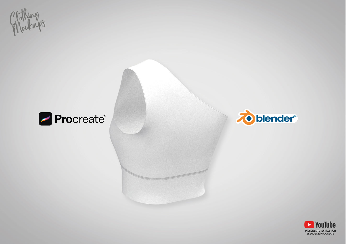 3D Asymmetric Sports Bra Procreate iPad Blender