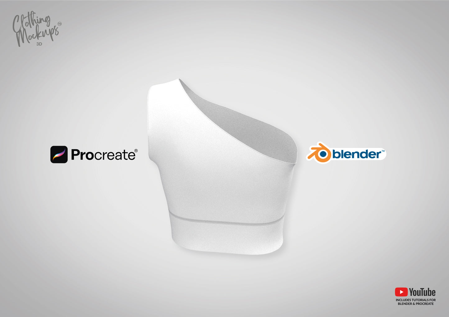 3D Asymmetric Sports Bra Procreate iPad Blender