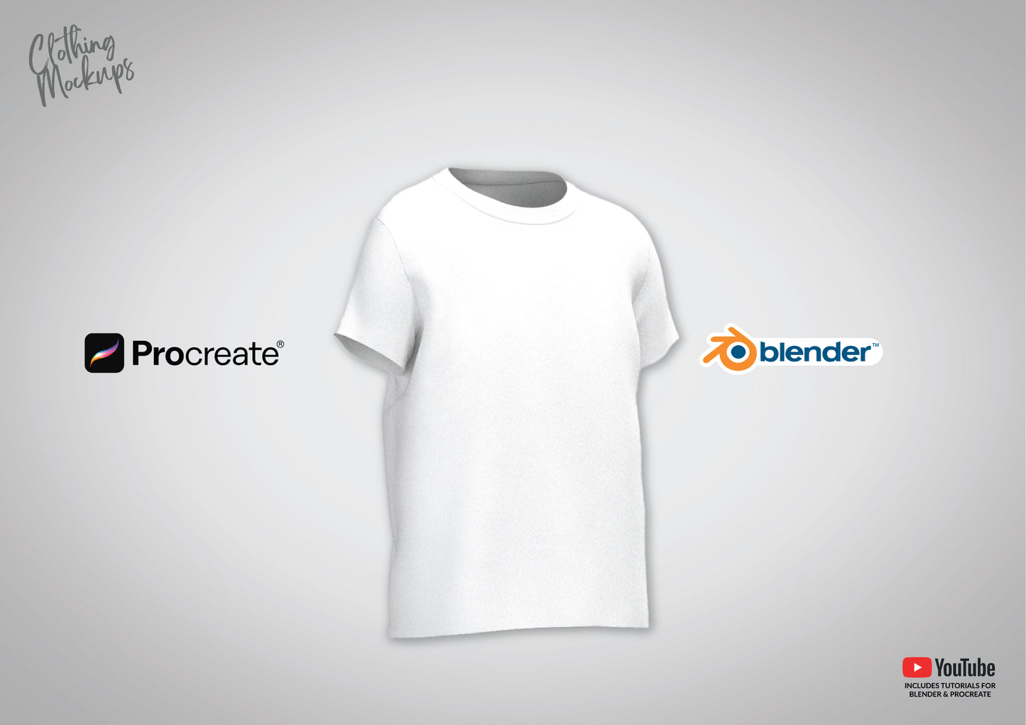 3D Kids T-shirt Mockup Blender Procreate Photoshop Toddler Infant 2-6Y Children's T-shirt Tee