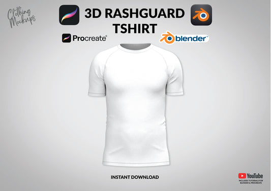 3D Rashguard tshirt mockup for Procreate & Blender