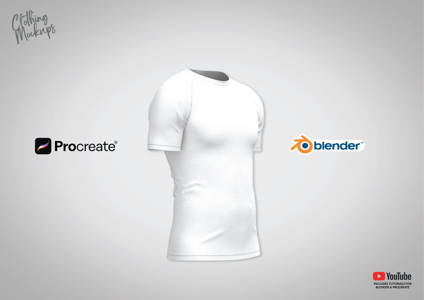 3D Rashguard tshirt mockup for Procreate & Blender