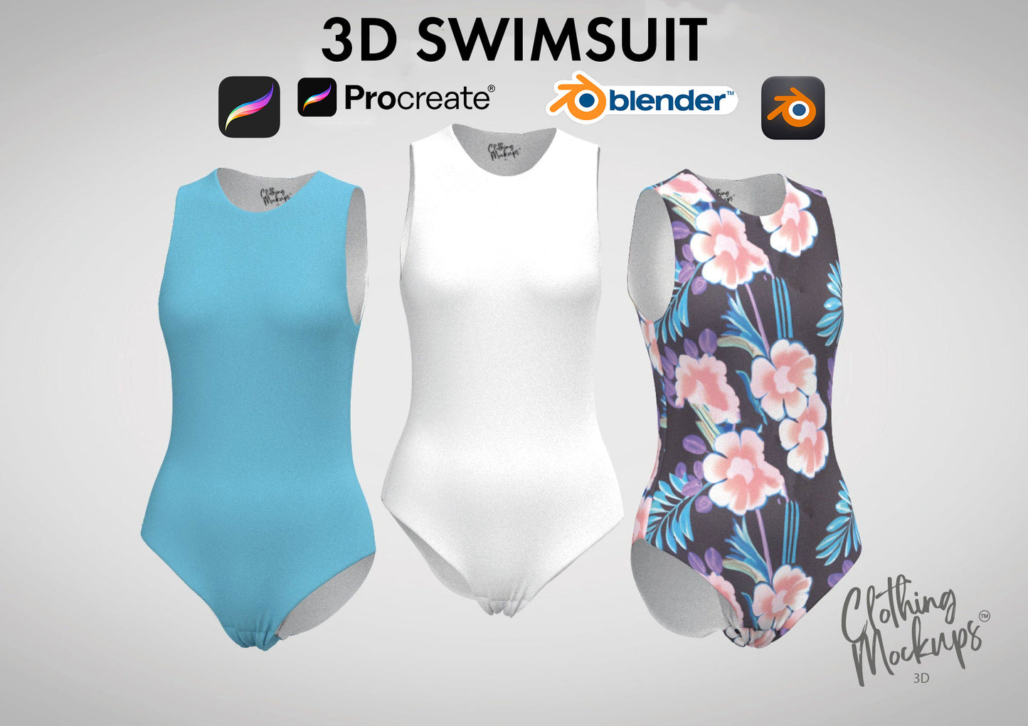 3D One Piece Swimsuit - Procreate / obj / Blender